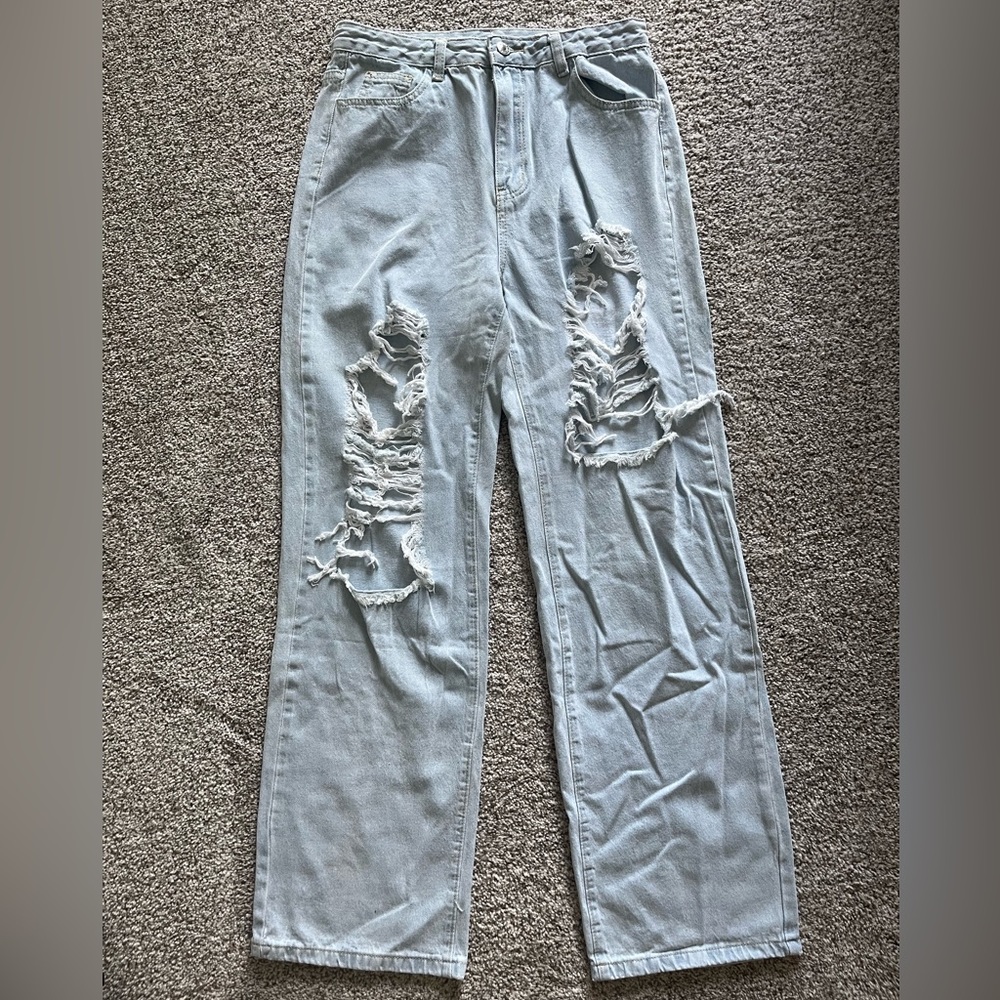 Shein Light Wash Ripped Jeans